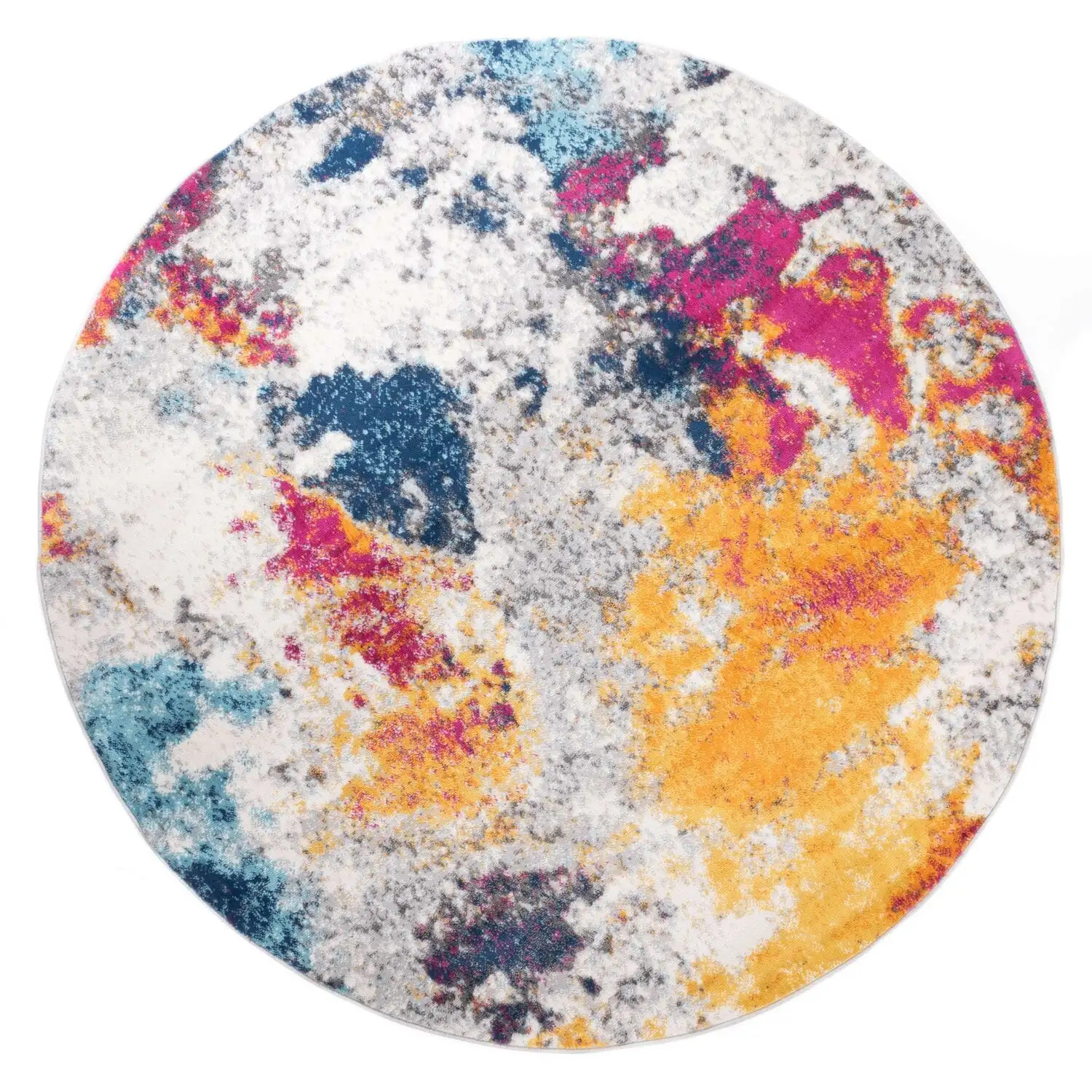 Rugshop Round Area Rugs Abstract Contemporary Round Carpet Multi 6’6″ Round Rug