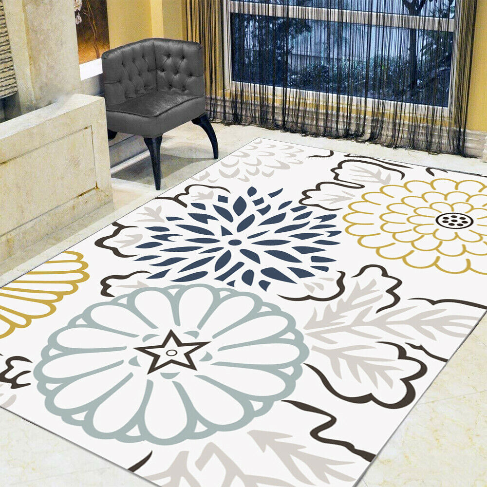 Modern Area Rugs Nonslip Soft Contemporary Velvet Floor Mat Home Room Carpet Rug