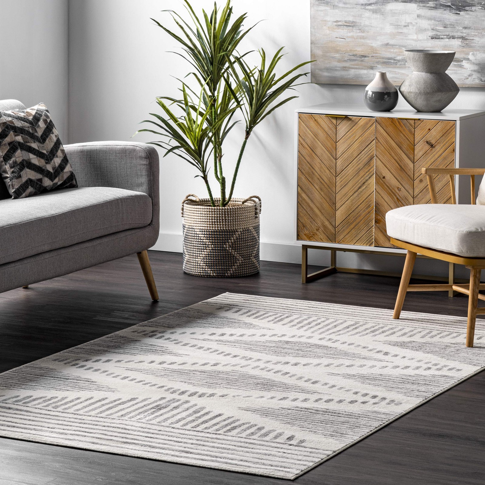 Nuloom Briggs Light Grey/Ivory 67 X 9 Geometric Soft And Cozy High Traffic