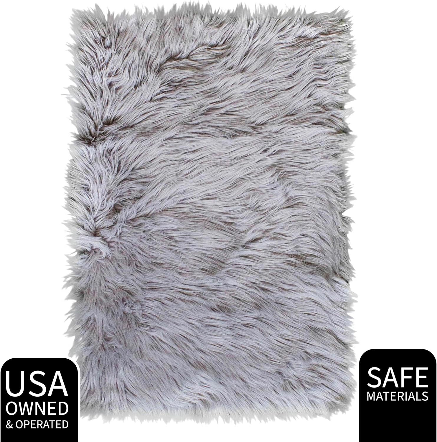 Ultra Soft & Fluffy Faux Sheepskin Rug, Gray 8 X 10 Feet Carpet for Bedroom Livi
