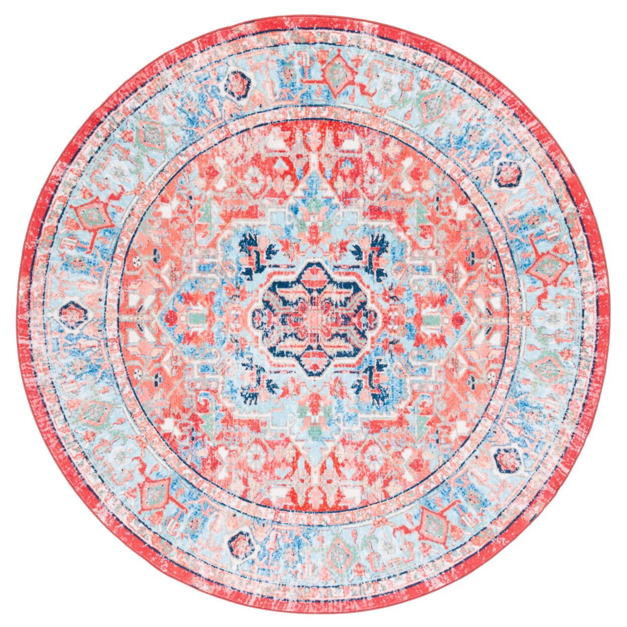 SAFAVIEH Riviera Collection RIV182J Light Blue / Red Rug
