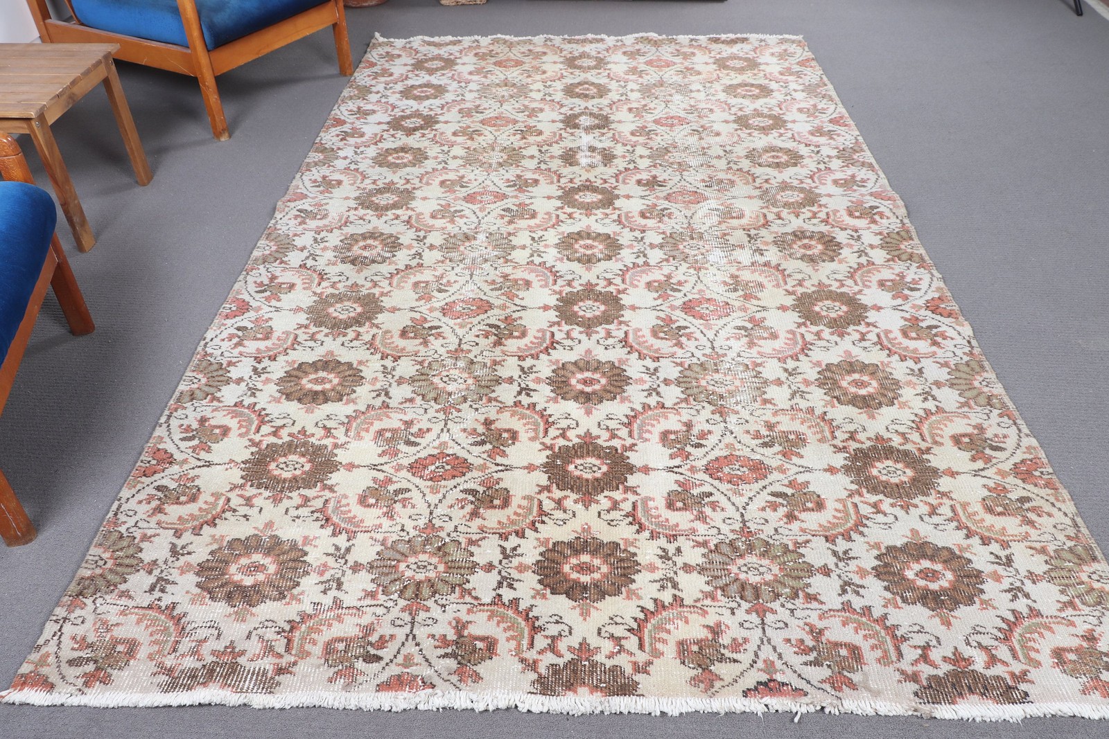 Turkish Vintage Rug 5,8×9,5 ft (177×290 cm), Brown Southwestern Wool Rug