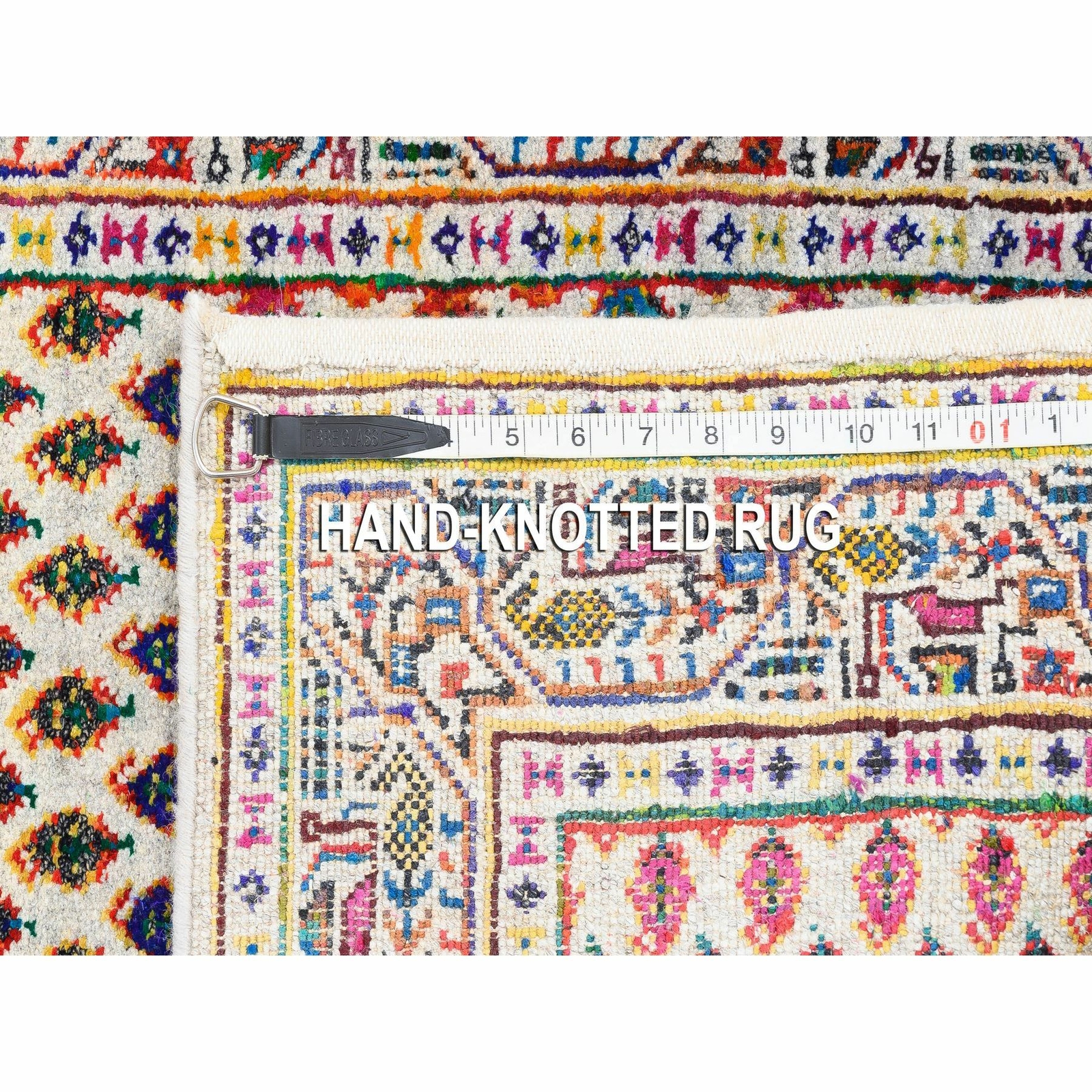 2’4″x10’2″ Colorful Wool And Sari Silk Saroogh Hand Knotted Rug R62338