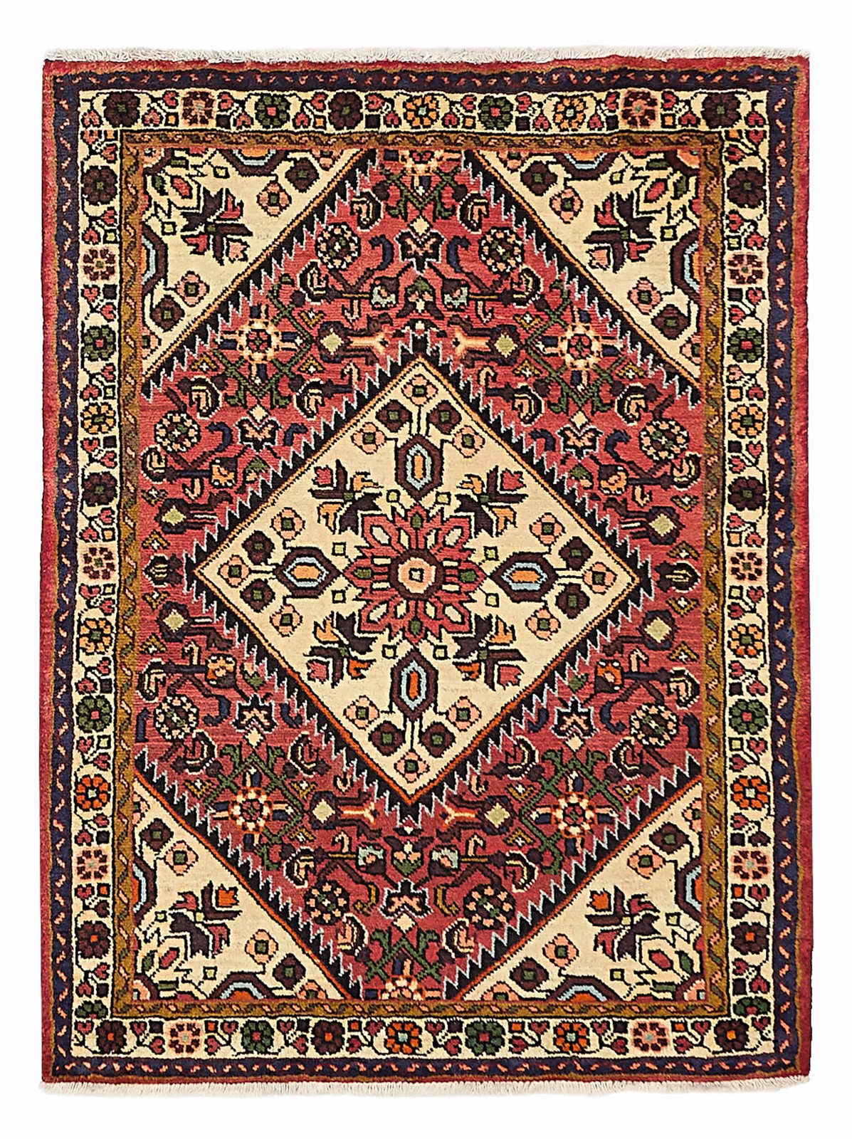 Vintage Hand-Knotted Area Rug 3’5″ x 4’7″ Traditional Oriental Wool Carpet