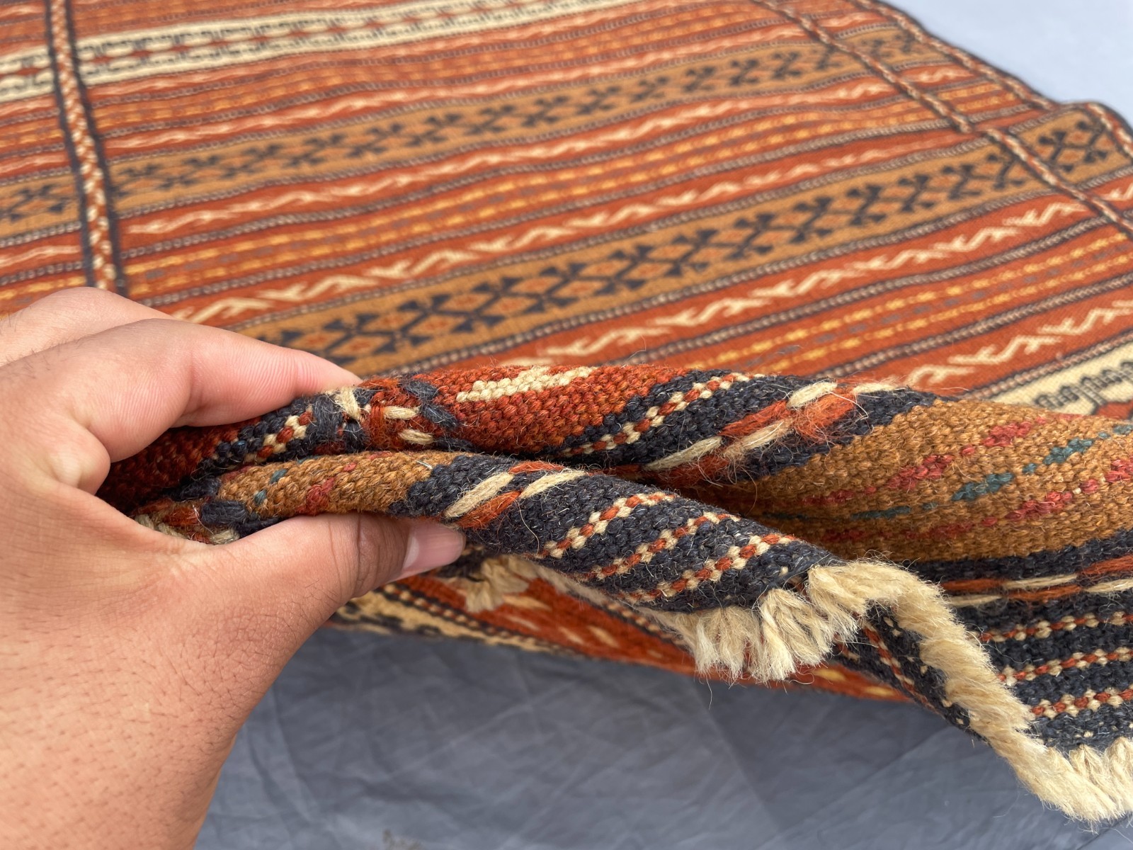 2’10 x 4’3 Ft Vintage Terracotta Afghan Kilim Carpet – Tribal Flatweave Rust Rug