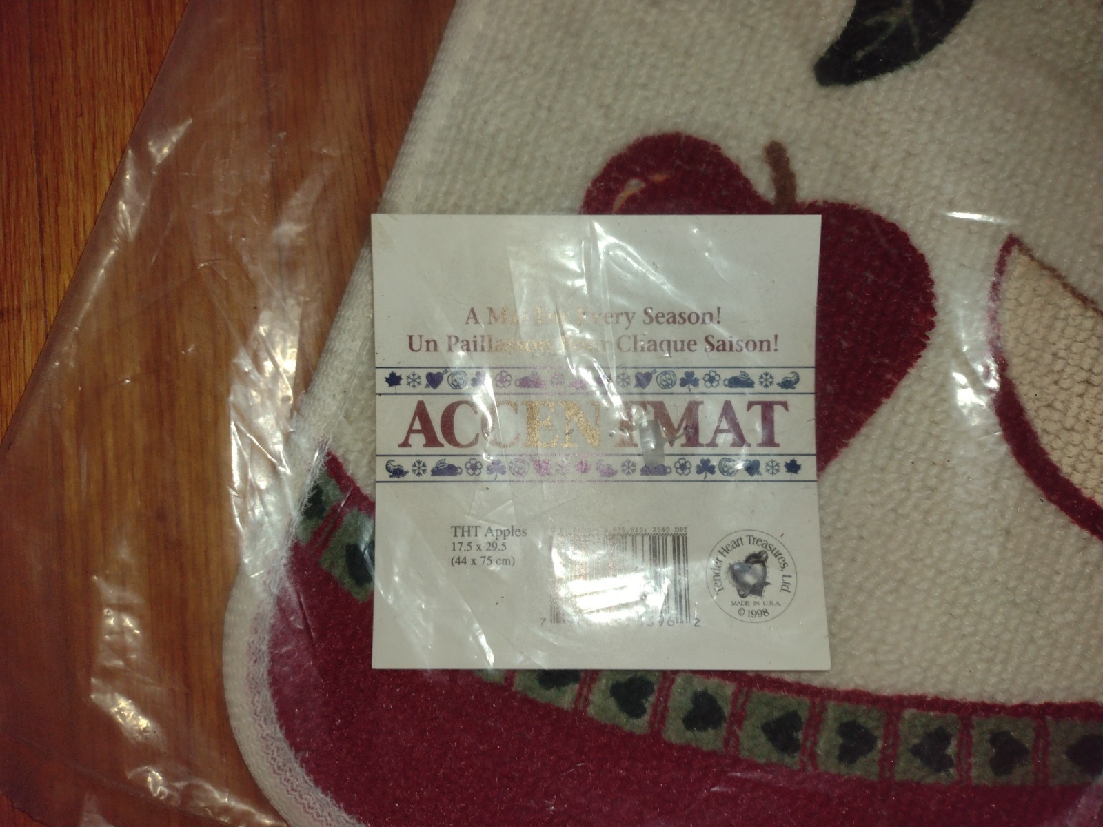 Half Round APPLE theme door floor mat kitchen sink rubber back NWT NOS 29″ X 17″