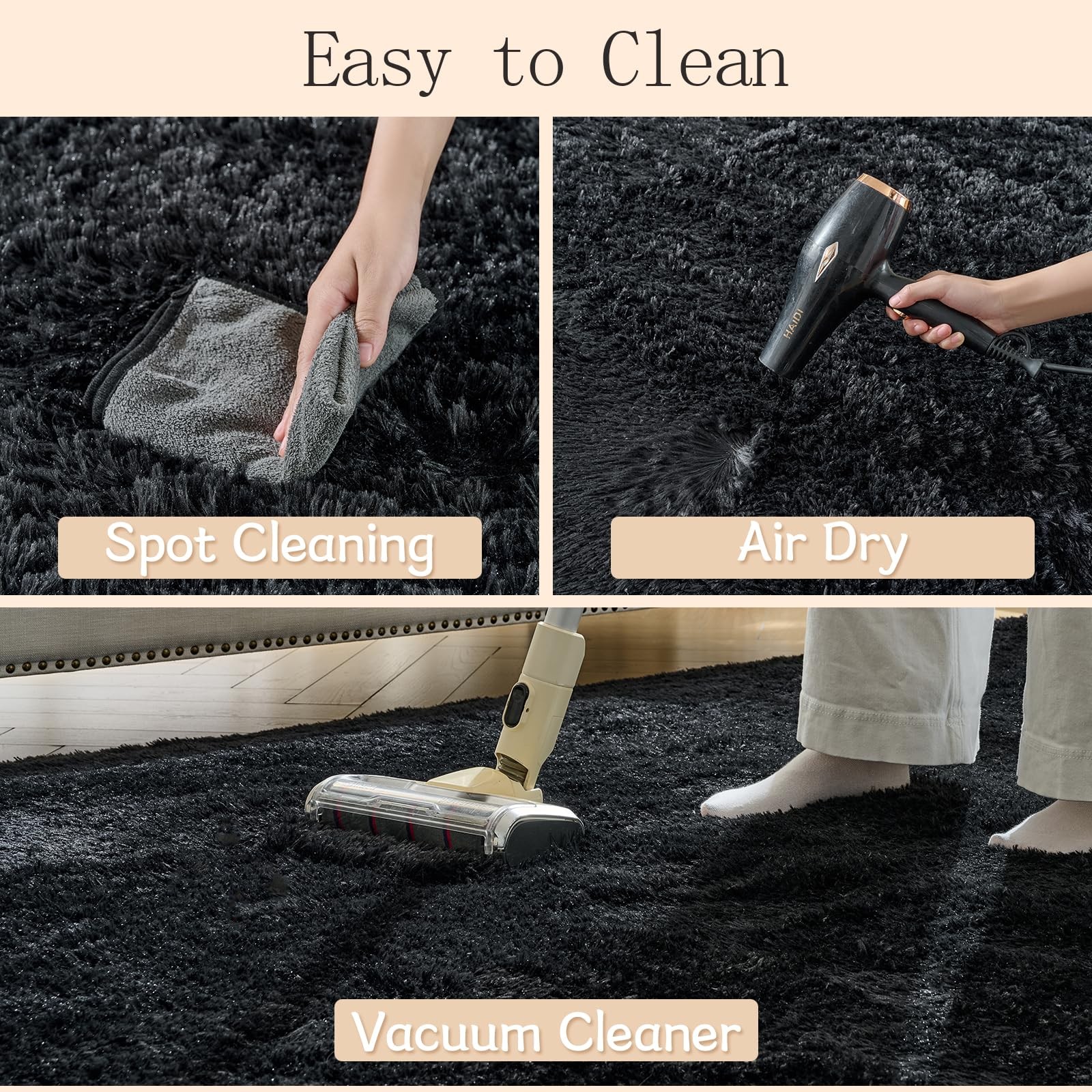Fluffy Area Rugs for Bedroom – Soft Plush Shag Rug for Living Room Nursery Ro…
