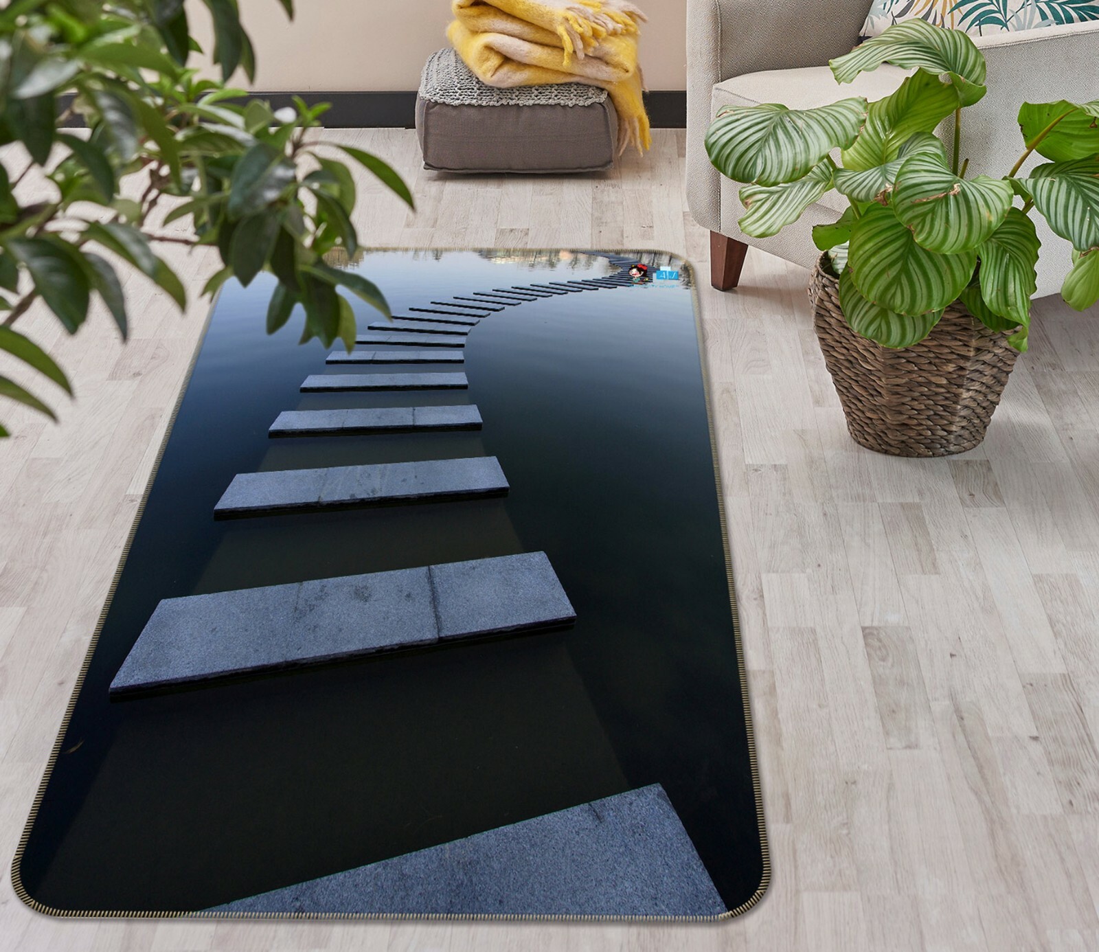 3D Lake Slate Stone Road ZHUA824 Game Non Slip Rug Mat Photo Carpet Amy