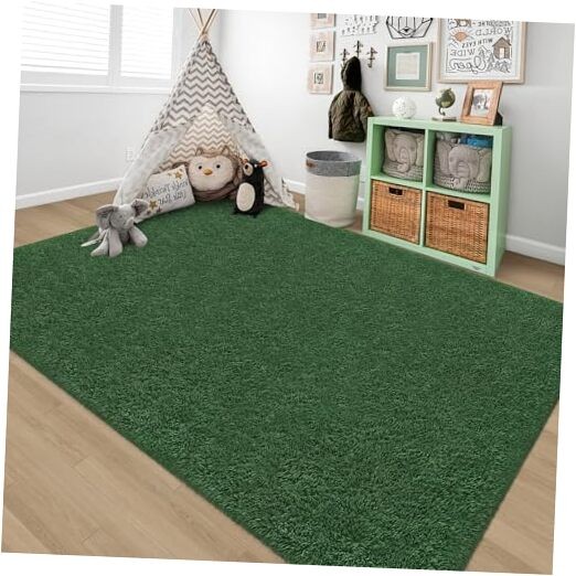 Dark Green Rug for Living Room:5×8 Washable Soft Green Area Rugs for