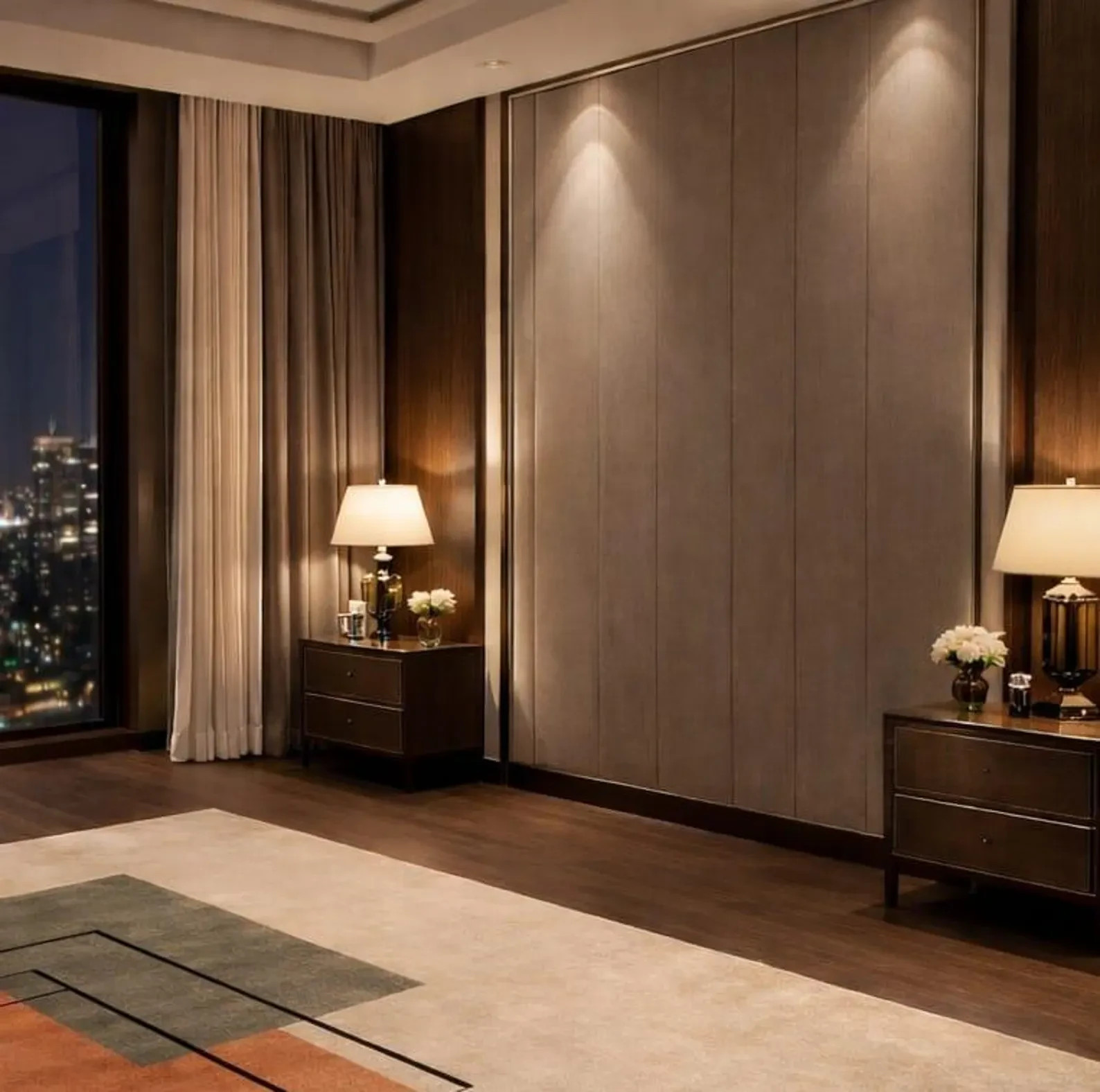 Hand Tufted Wool Area Rug: Modern Geometric, Neutral Bedroom Accent Carpet