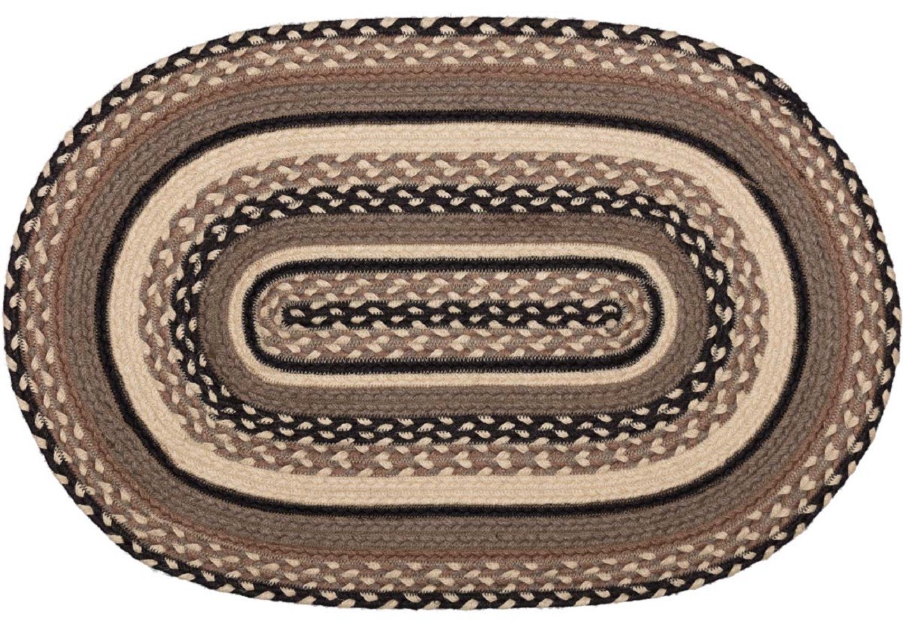 Eco-Friendly Oval Braided Rug Brown Taupe & Black Country Farmhouse Sawyer Mill