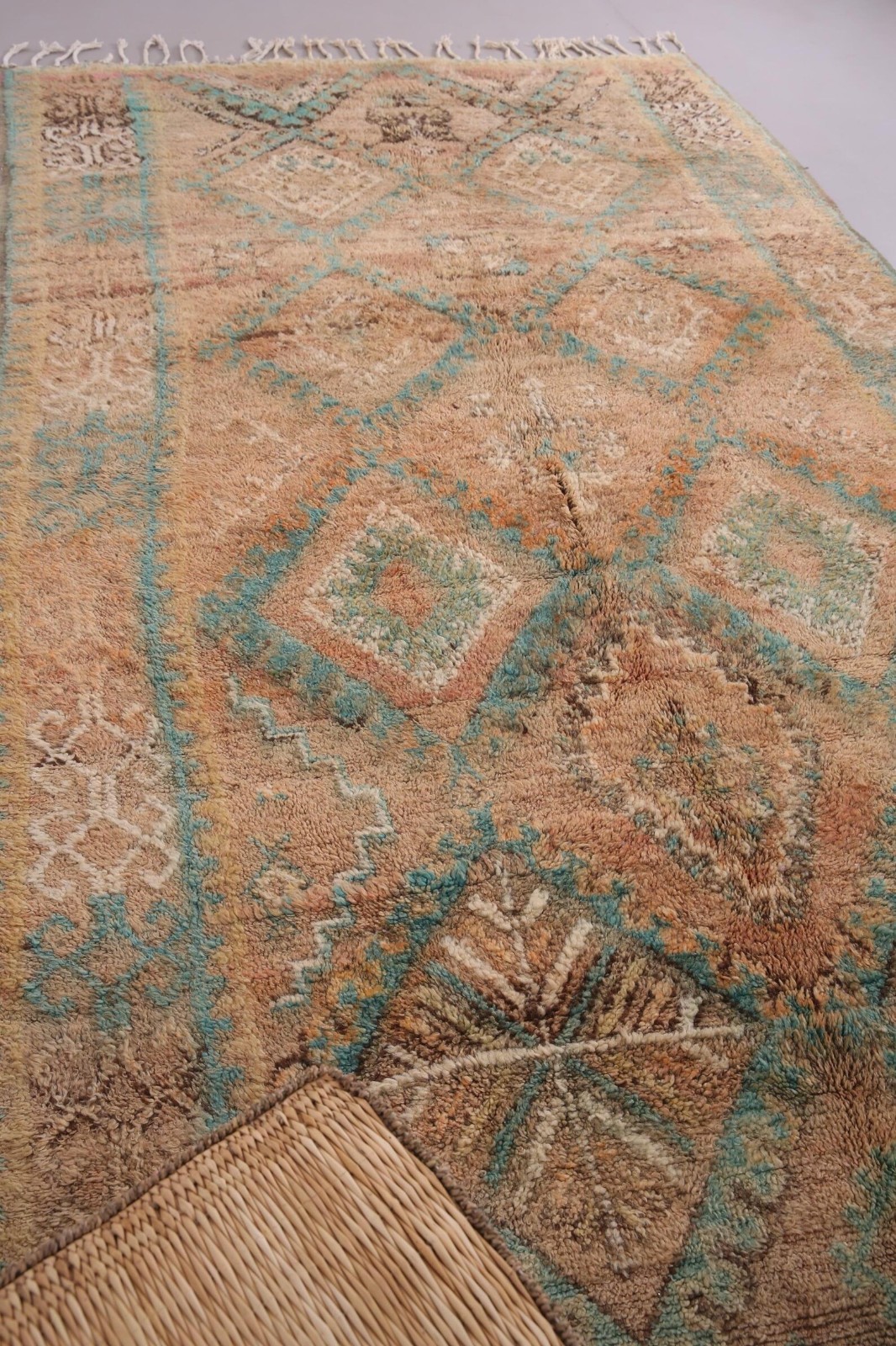 Vintage Moroccan Rug Brown Area Rug Handmade Design Rug For Living Room Carpet.