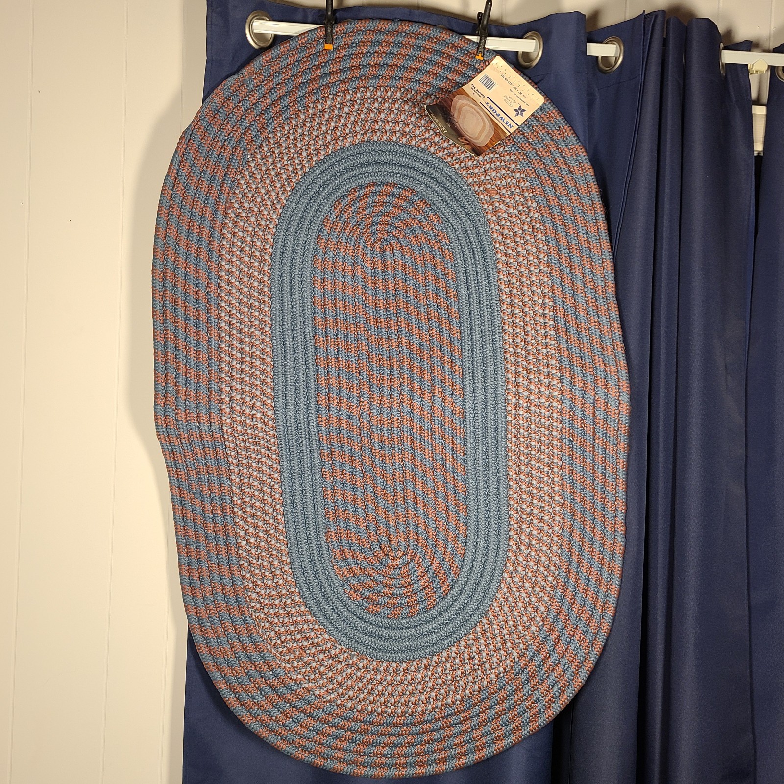 VTG 90s Homemaker Newport Braided Rug 30×50 Oval – BlueRose – USA Made – NOS