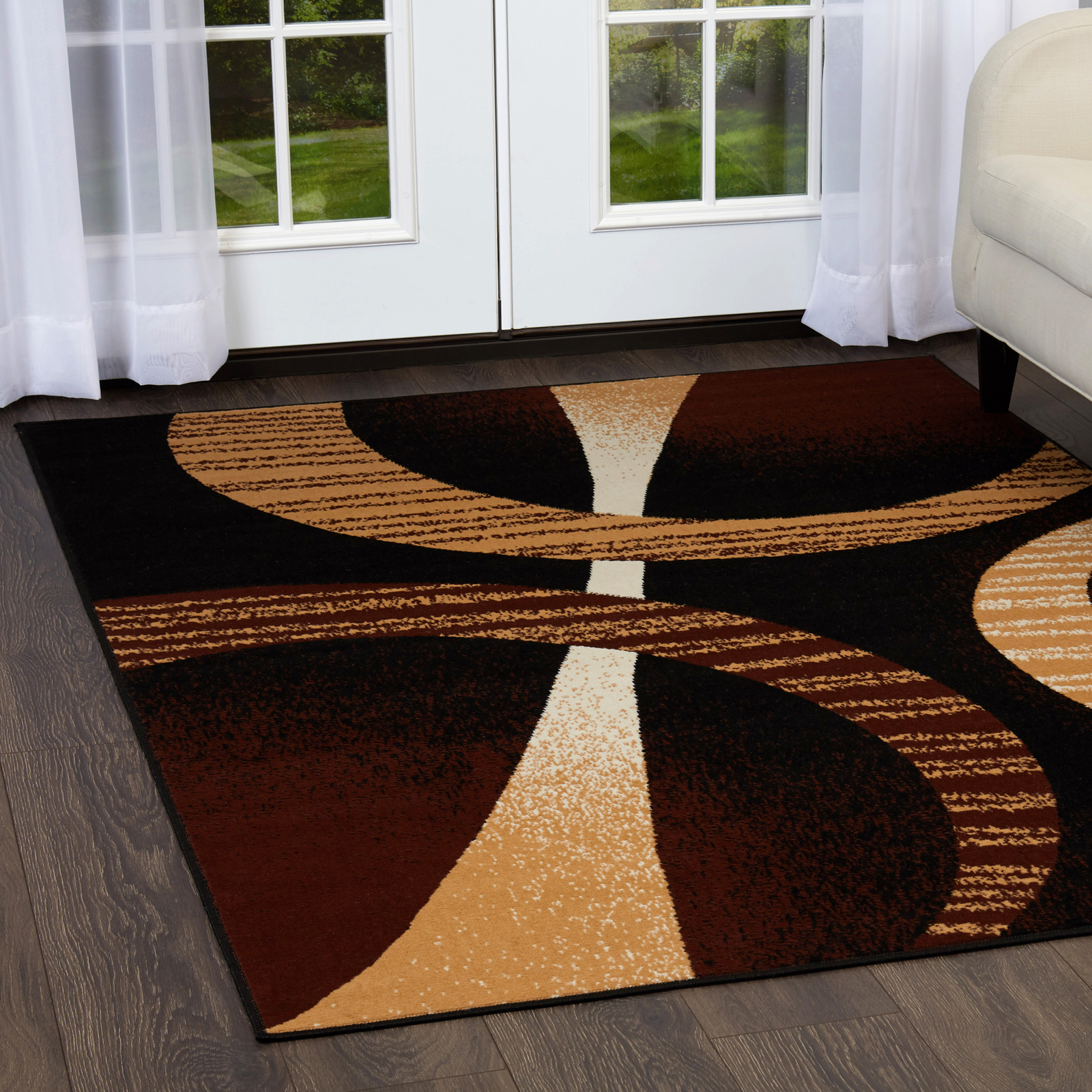Brown Circles Modern 2×7 Area Rug Contemporary Runner Carpet – Actual 1’9″x7’2″