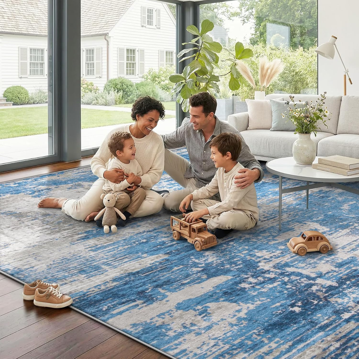 Zomfy 8×10 Area Rugs for Living Room Washable Rug(Blue Grey, 8’x10′) | Modern Ab