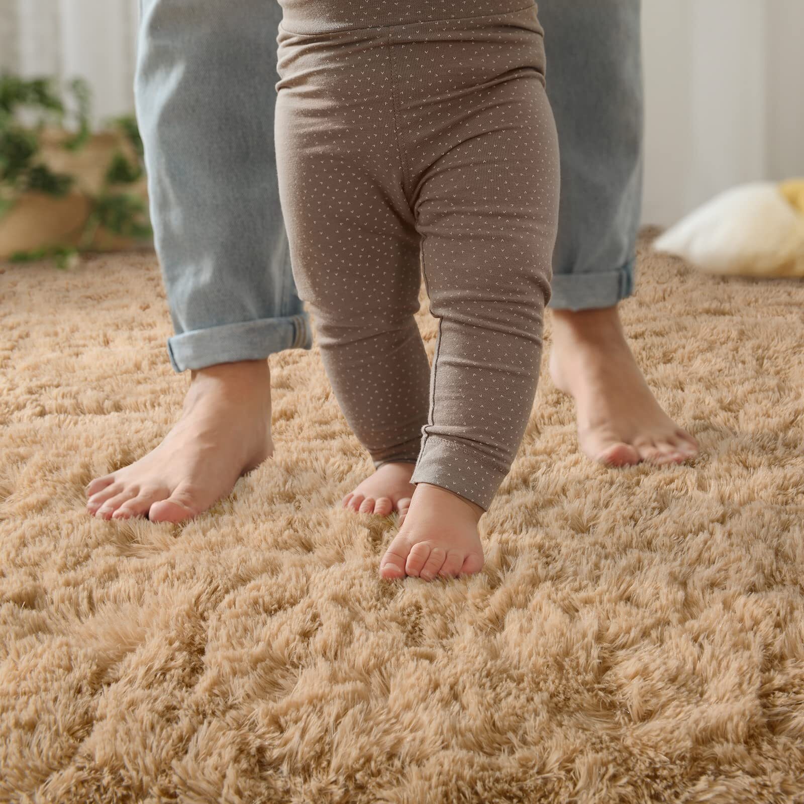 Fluffy Runner Rugs for Bedroom Living Room Soft Shag Rug 2×6 Feet, Beige Plus…