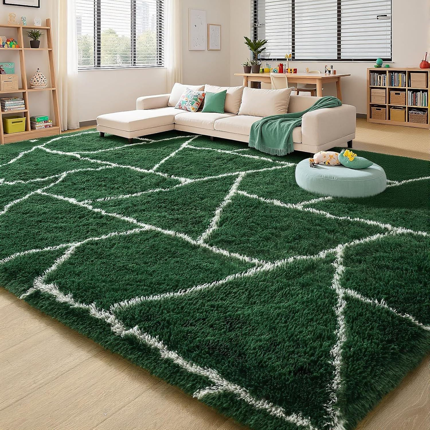 8X10 Large Area Rugs for Living Room Bedroom, Modern Geometric Soft Fluffy Plush