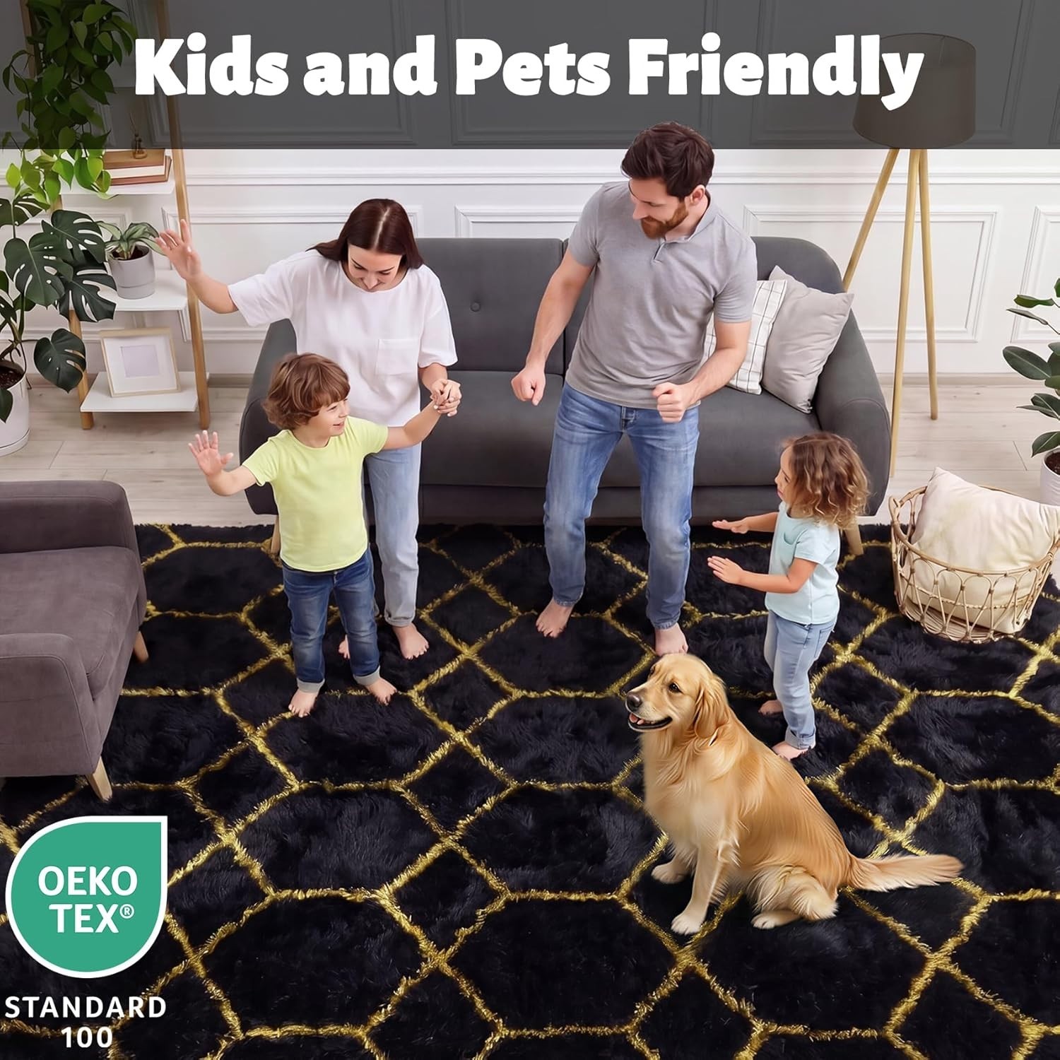 Luxurious 5×7 Shaggy Faux Fur Area Rug – Ideal for Living Room or Home Office