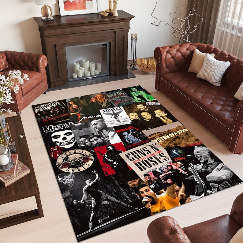 Metal Music Rug, Rock Music Rug, RockNRoll Rug, Fear Rug, Musician Areas Rug
