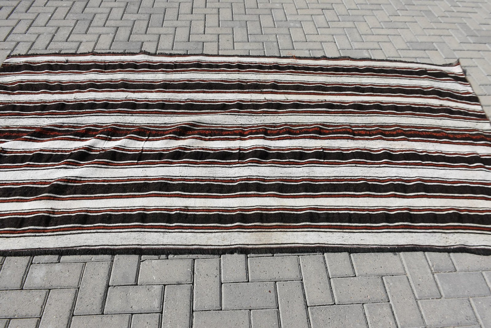 9,1×4,6 ft Vintage Rug, Turkish Large Rug, Black White Animal Print Rug