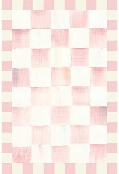 Washable Rug, Decorative Indoor Rug, 2′ x 3′, Pink-and-White Rosy Checkered