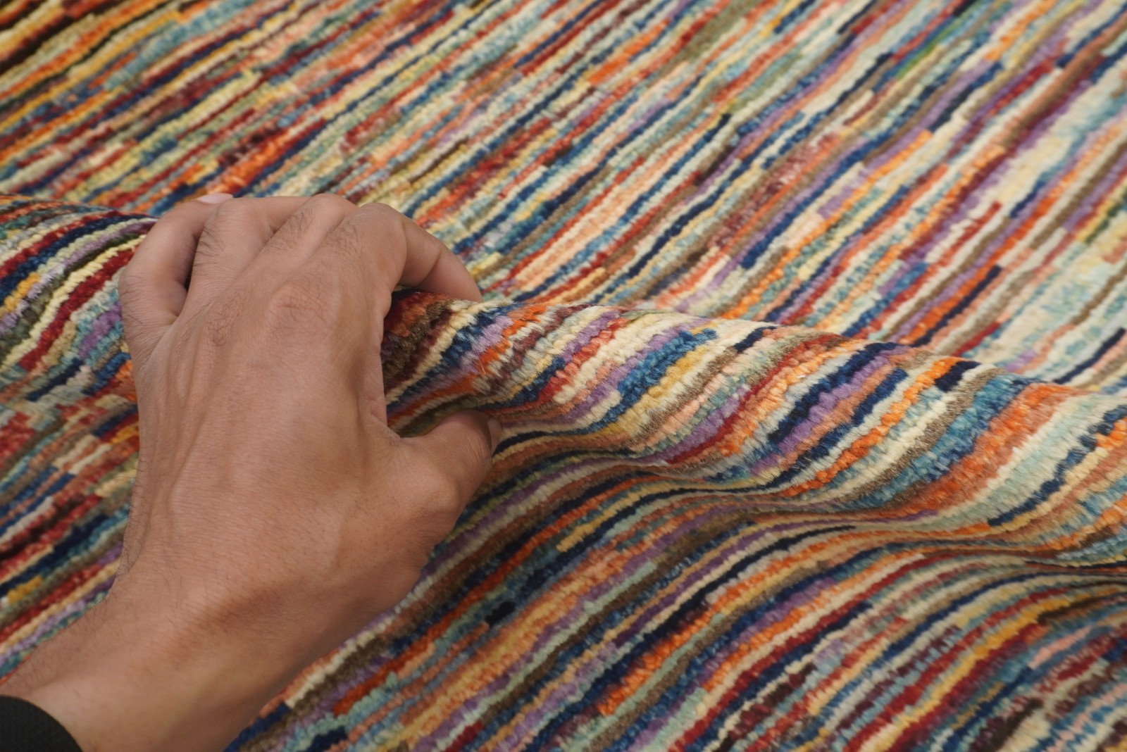 3×5 ft Multicolor Striped Gabbeh Afghan Hand Knotted Rug