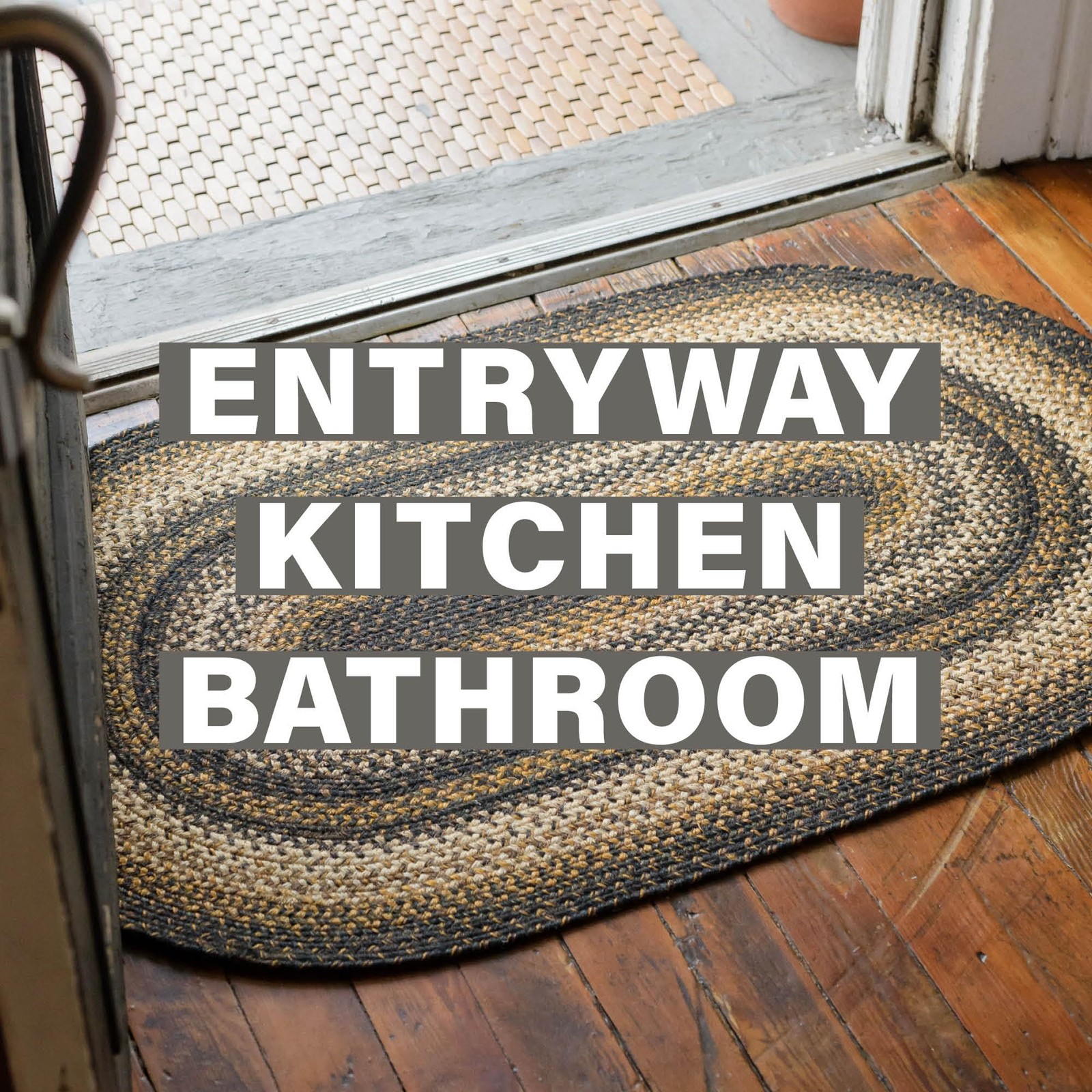 20×30 inch Kilimanjaro Black Tan Jute Braided Oval Rug Primitive Decor