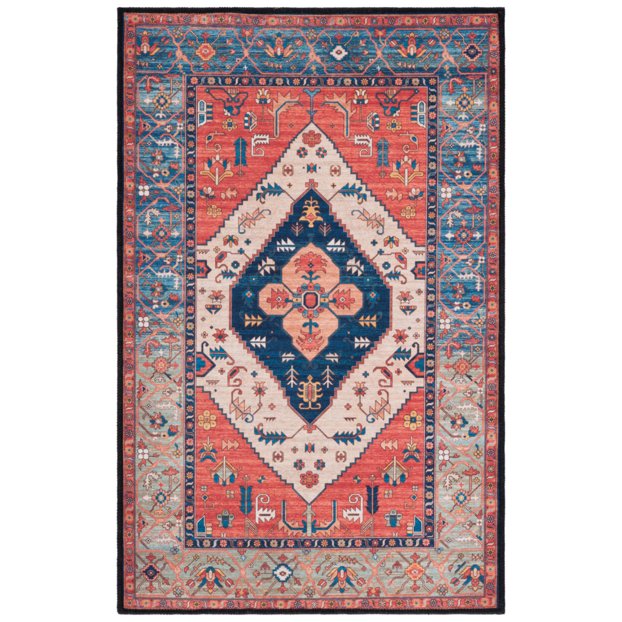 SAFAVIEH Tucson Collection TSN153P Rust / Blue Rug