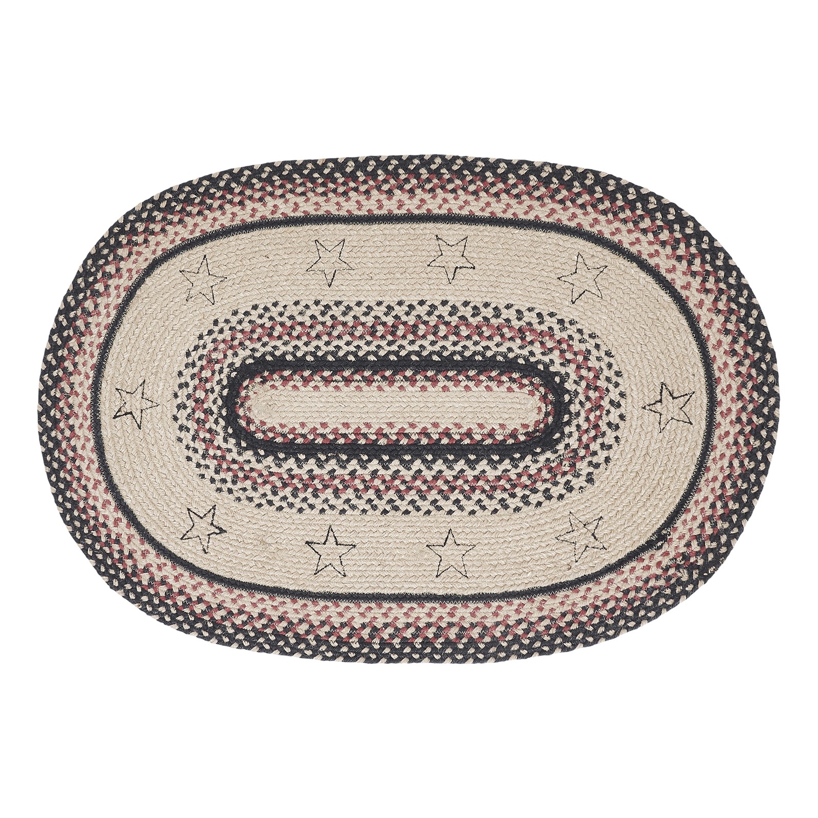 Accent Rug Colonial Star Jute Country 24×36 Oval No Slip Floor Decor VHC Brands