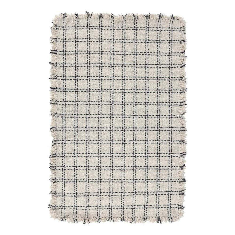 Pemberly Row 108 x 144″ Checkered Wool Area Rug in Ivory/Black