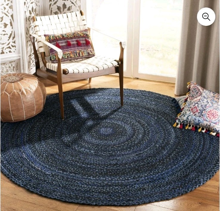 SAFAVIEH Braided Calvin Transitional Cotton Reversible Area Rug, Navy/Black, 4′