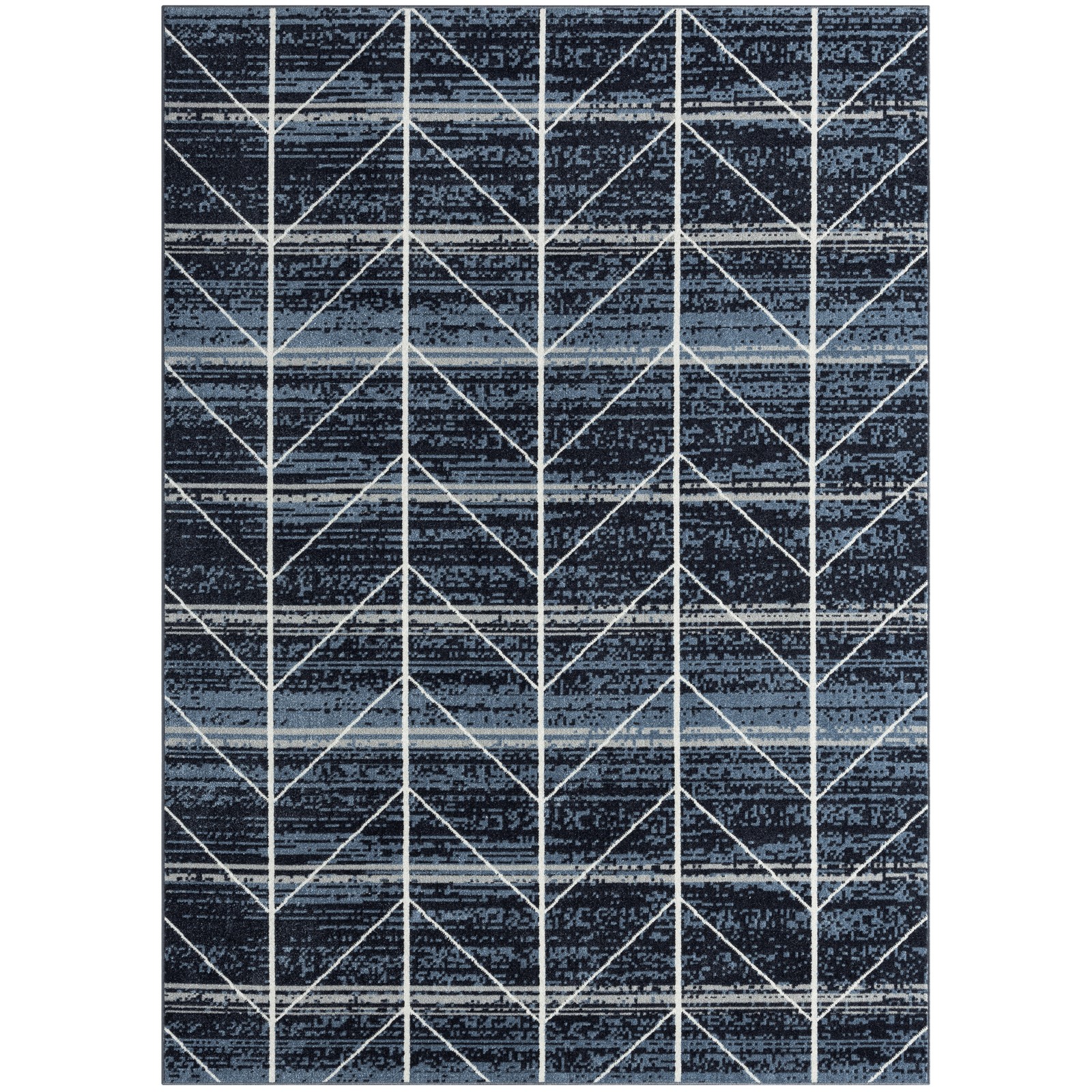 EVERWASH® Treasure Arrow Machine Washable Area Rug, Navy Blue/Grey, 5’2″x7’2″