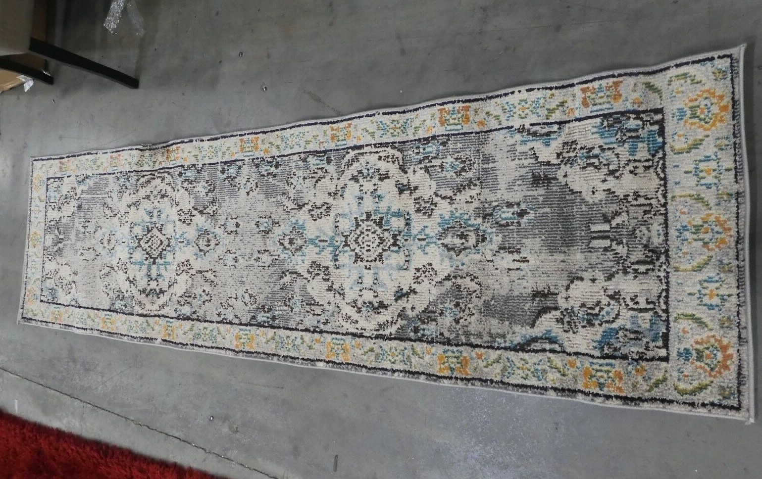 GREY / BLUE 2′-2″ X 8′ Damaged Binding Rug, Reduced Price 1172621994 MNC243G-28