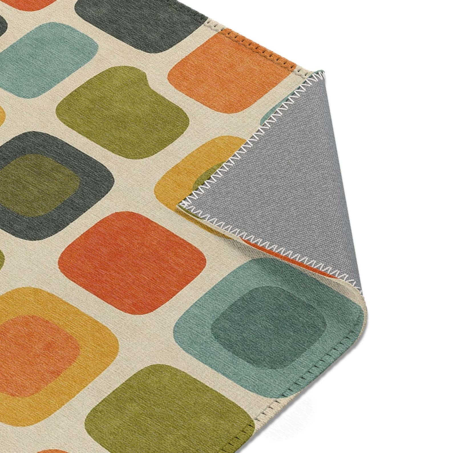 hand tufted Mid Century Modern Area Rug: Geometric Colorful Washable Carpet