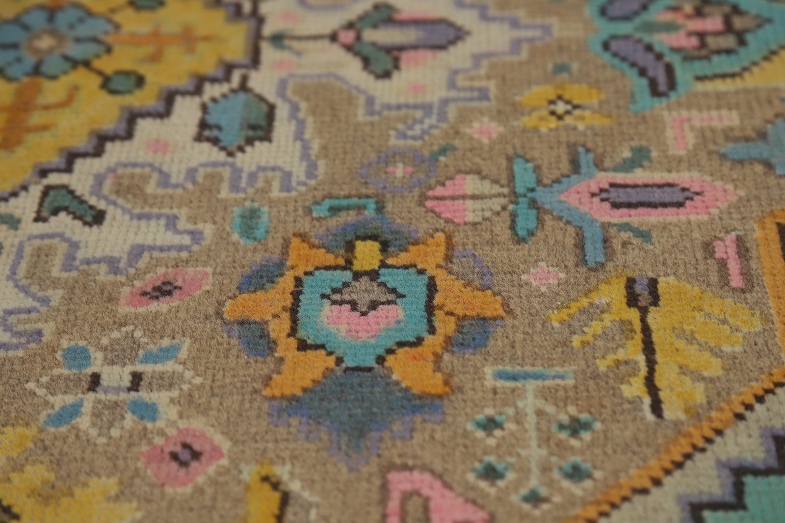 Turquoise Living Room Area Rug 7×10 Over-Dyed Wool Hand-knotted Geometric Carpet