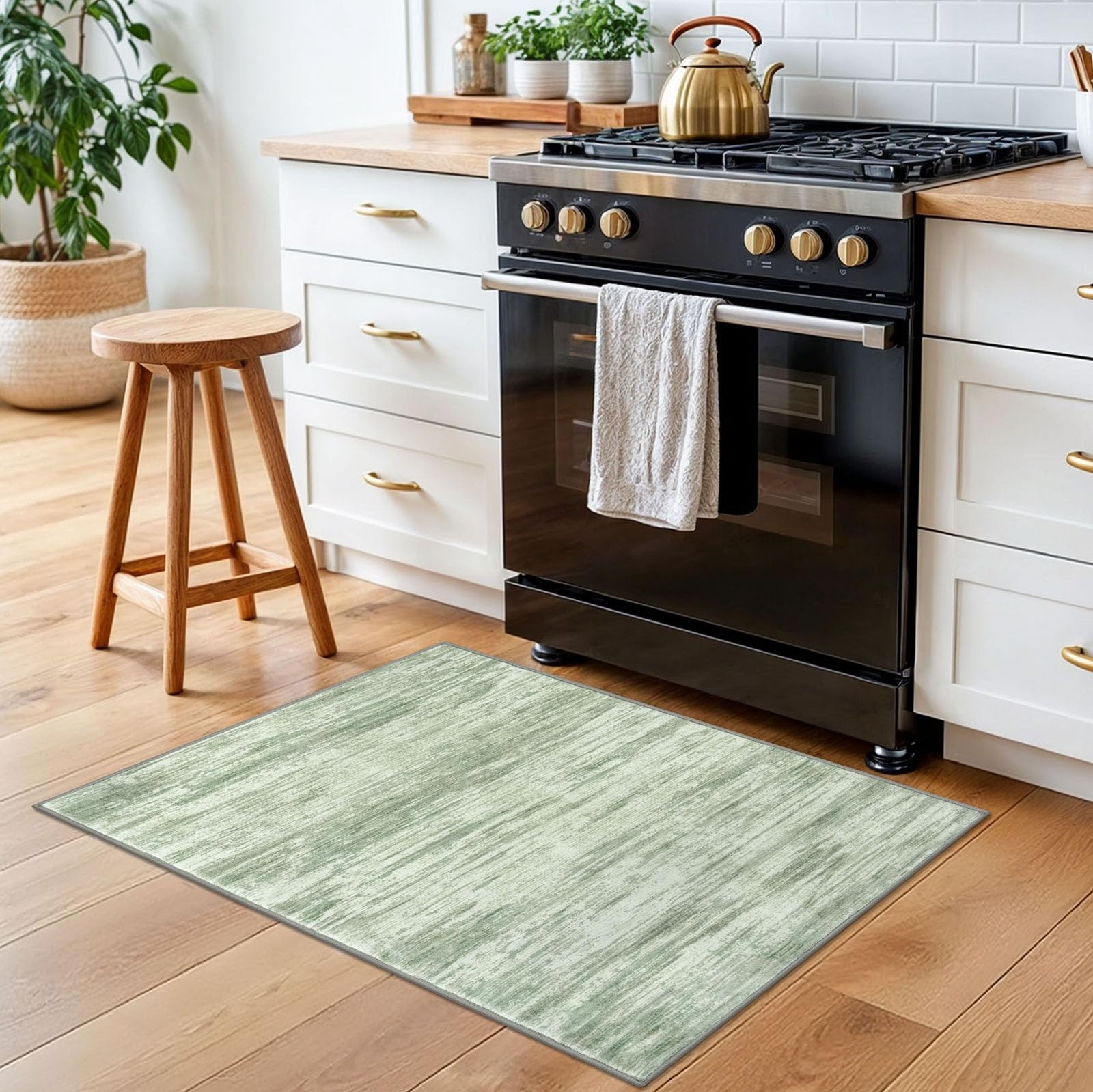 SIILOOM 2×3 Modern Abstract Rug for Entryway, Lime Green Super Soft Small Are…