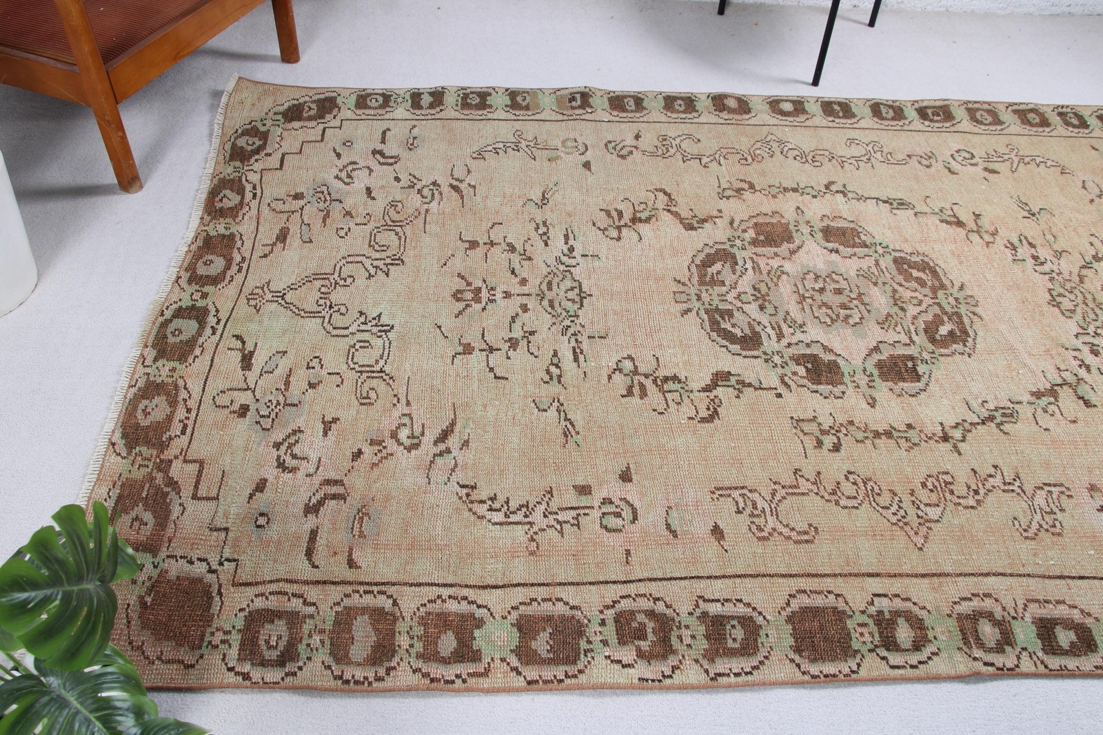 5,2×8,2 ft Vintage Rug, Turkish Large Rug, Brown Green Camouflage Rug