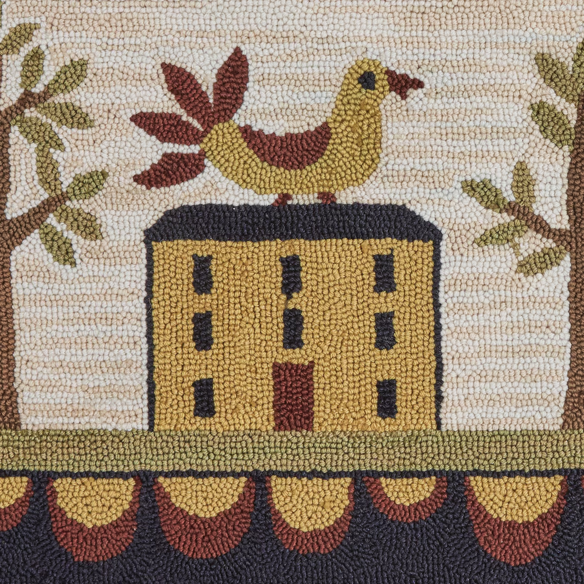 Primitive Home Hooked Rug Country Farmhouse Decor 2 x 3 ft