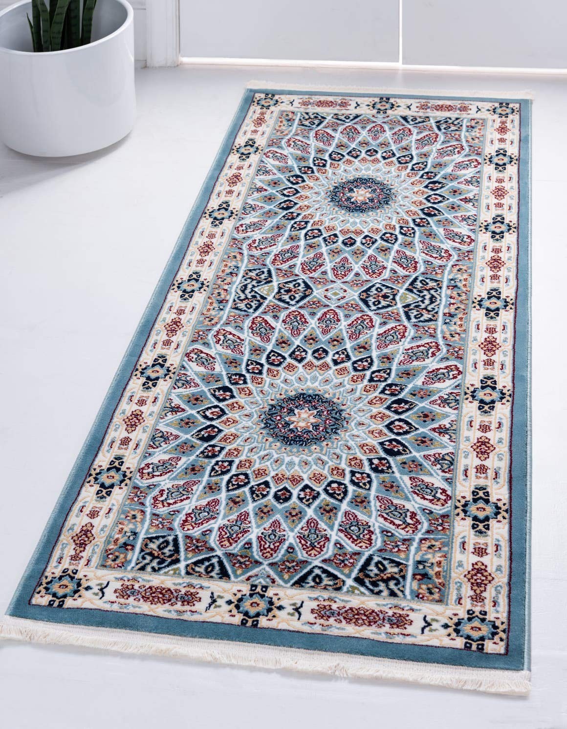 Unique Loom Narenj Collection Area Rug – 2 6 X 8 Runner Blue/Burgundy 3147728