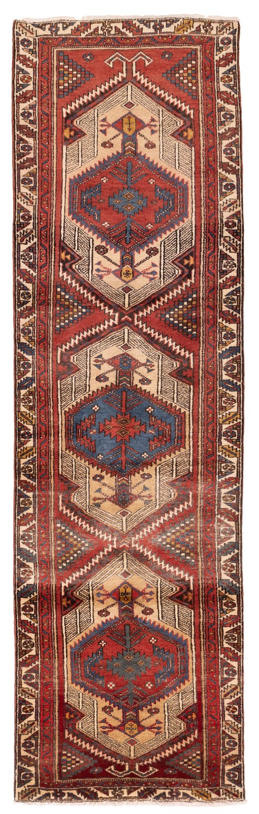 Vintage Hand-knotted Runner Rug 3’1″ x 10’11” Traditional Oriental Wool Carpet