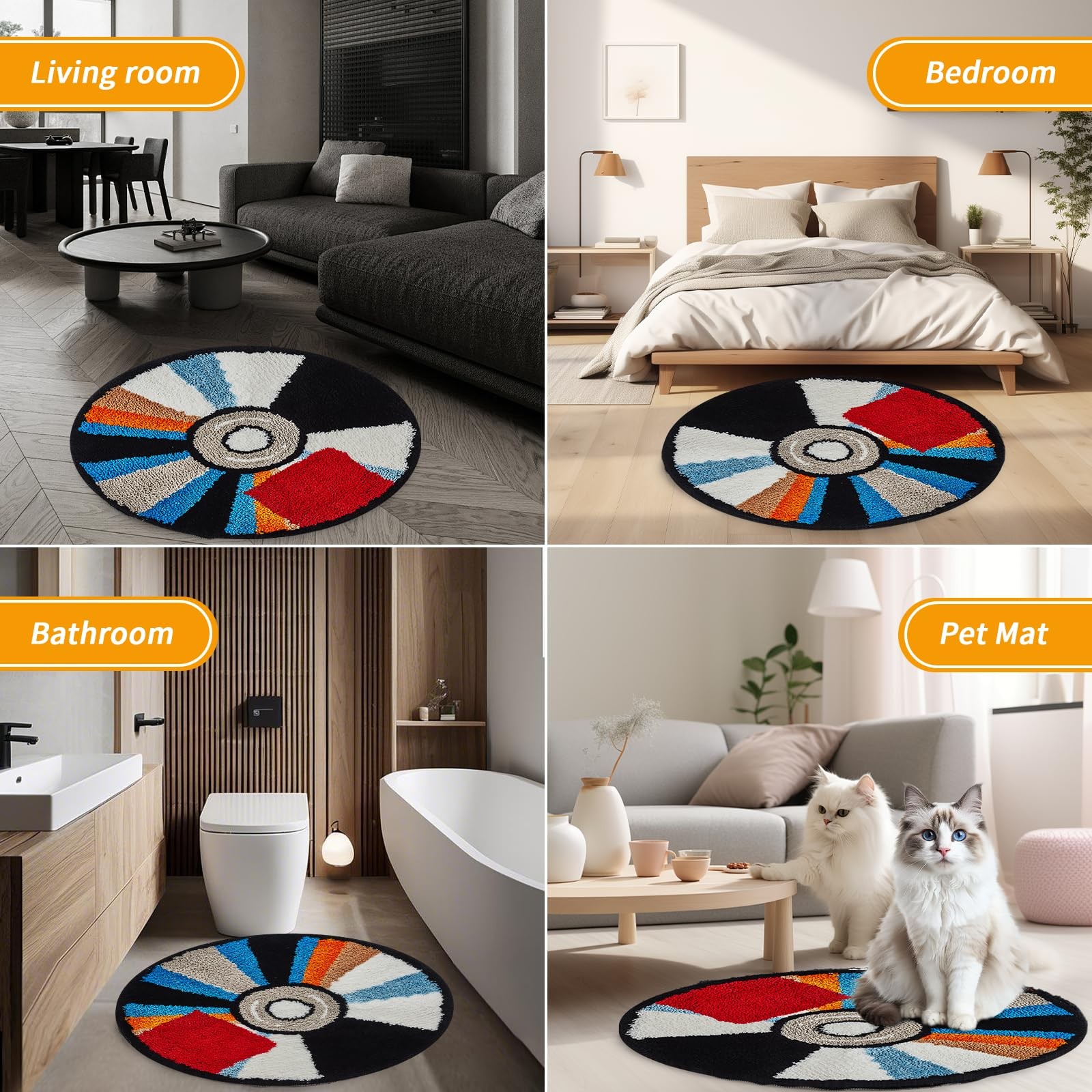 40 Inch Tufted Hypebeast CD Bath Mat Rug NonSlip Washable Y2K Room Decor
