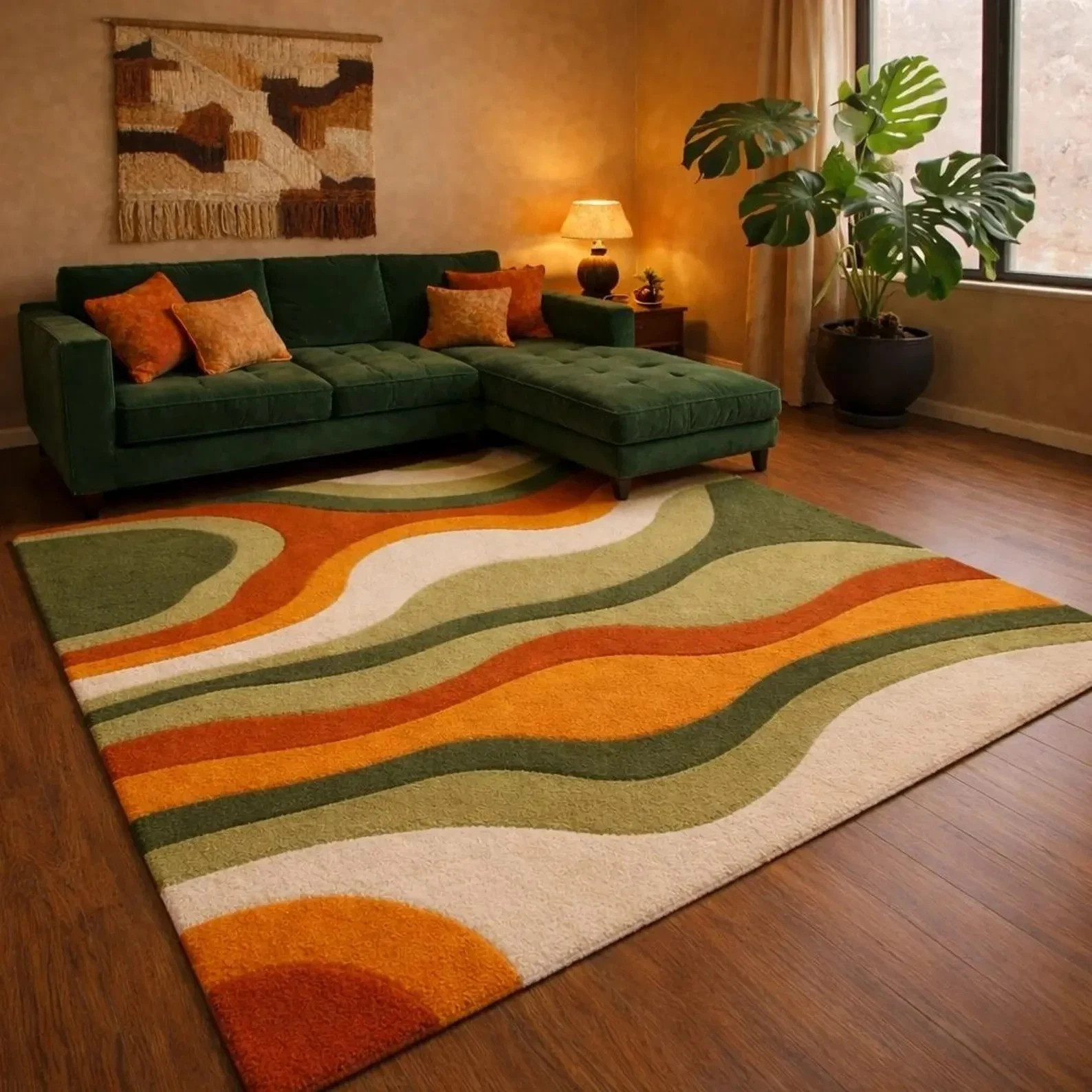 New Handmade Wool Area Rug – Hand Tufted Living Room Rug in Olive Green Carpet