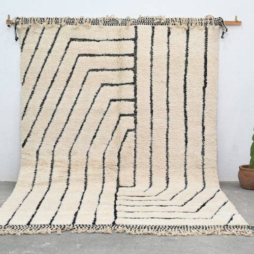 Rug Moroccan wool Beni Ouain hand handmade Berber 100% woven style authentic Rug