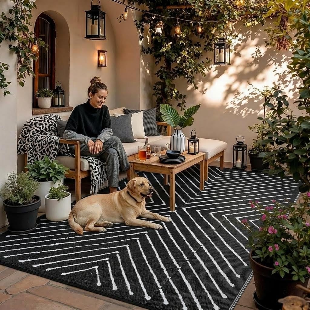Waterproof Reversible Plastic Straw Rug in 5×8,6×9,8×10,9×12 FT Camping