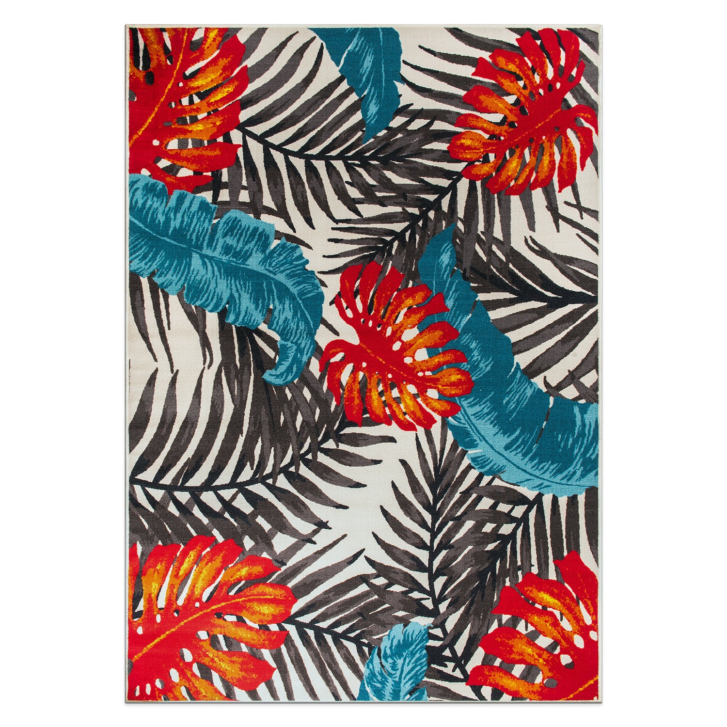 Rugshop Area Carpets Tropical Floral Leaves Non Slip Rug Living Room Rugs Multi