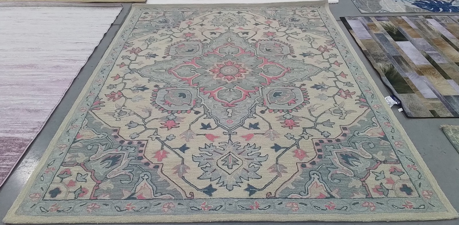 BEIGE / BLUE 8′-0″ x 10′-0″ Back Stain Rug, Reduced Price 1172803472 HG922B-8