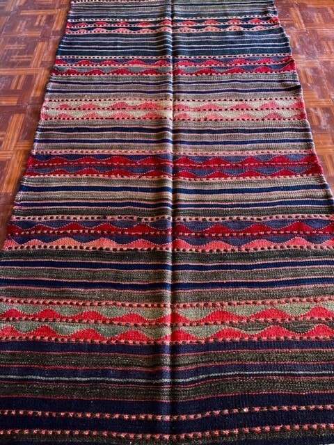 Vintage Kilim rug 4.4 X 10.6 Hand Woven 100% Wool