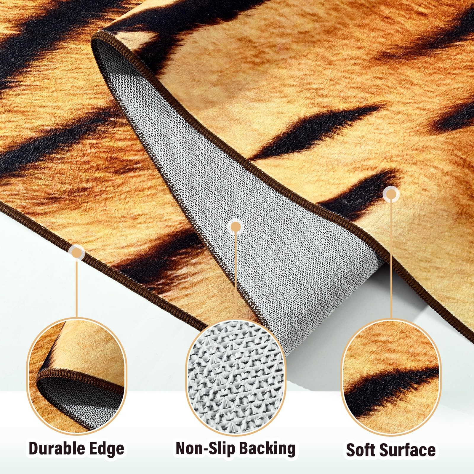 Premium Tiger Rug for Bedroom 4×6 Feet, Machine Washable Animal Print Hide Ar…