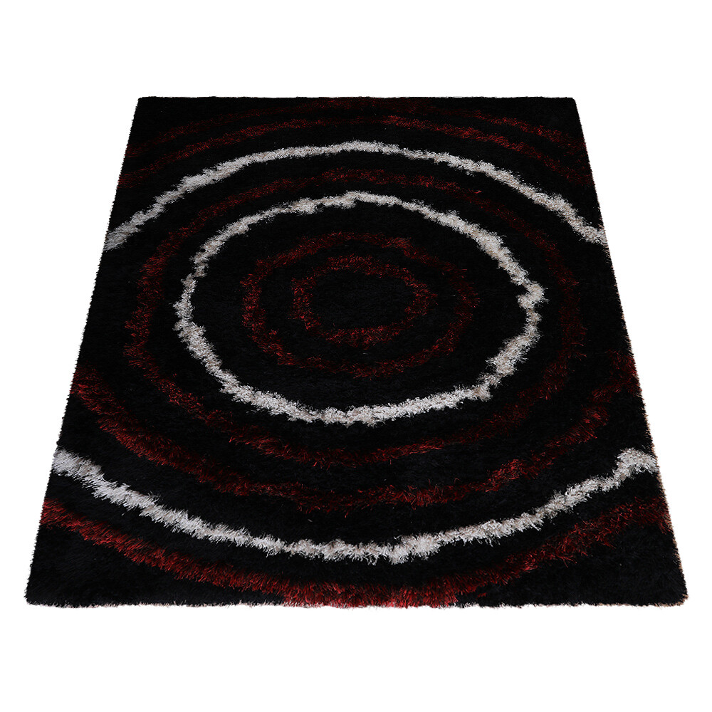 Hand Tufted Shag Polyester Area Rug Geometric Black Multicolor BBH Homes BBK0000