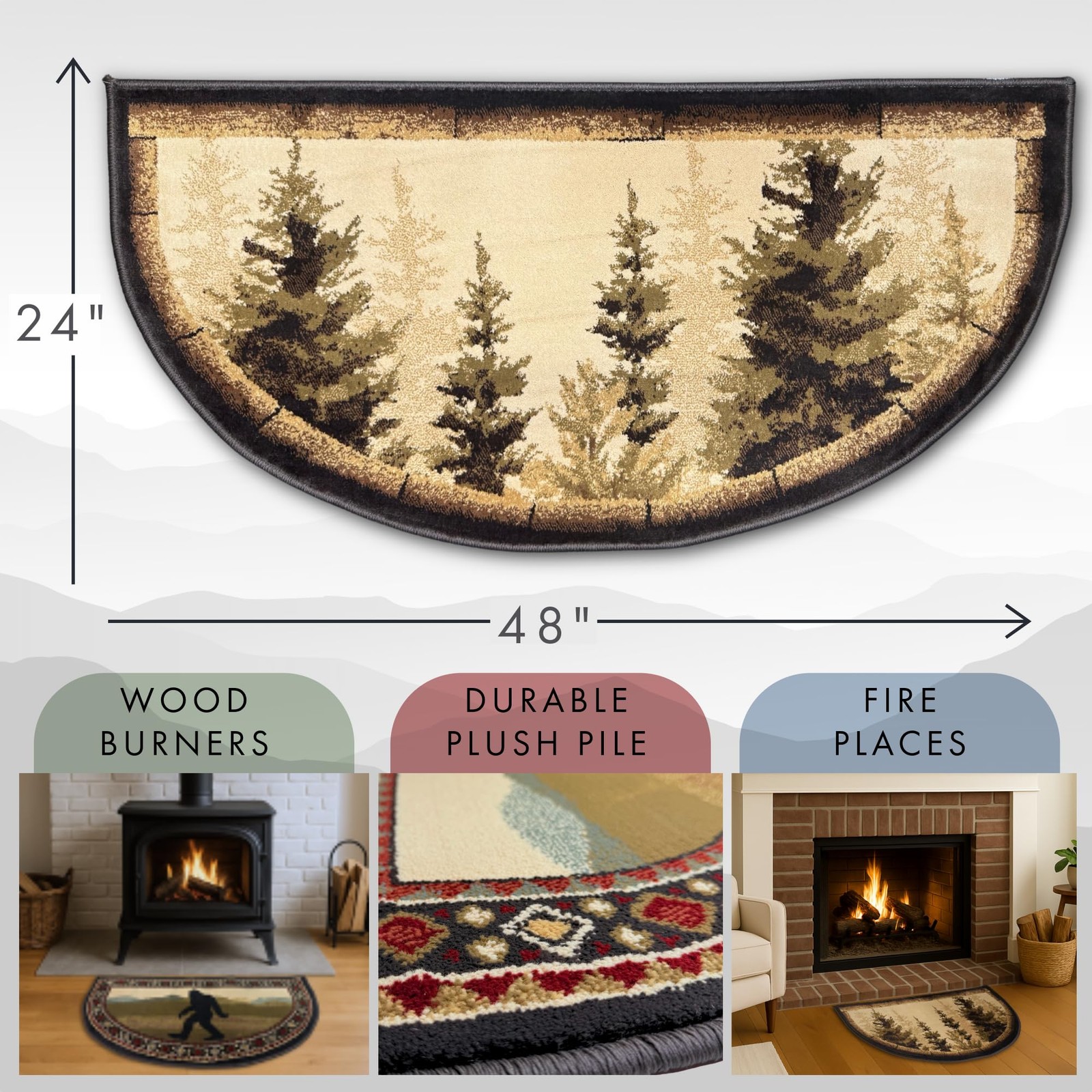 Goods of the Woods Wilderness Hearth Rug, Area Rug, Welcome mat, Cabin, Nature
